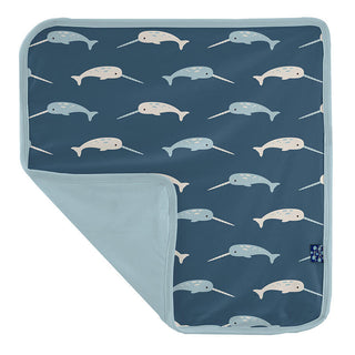 Baby Boys Print Bamboo Lovey Blanket - Deep Sea Narwhal Swaddling & Receiving Blankets