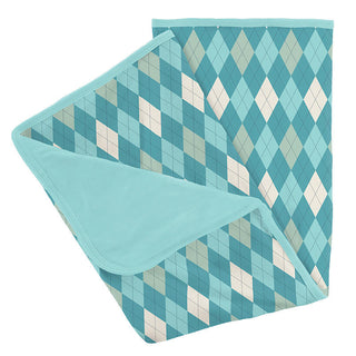 Baby Boys Print Bamboo Stroller Blanket - Glacier Argyle Swaddling & Receiving Blankets