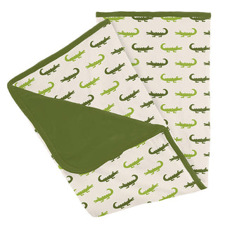 Baby Boys Print Bamboo Stroller Blanket - Natural Crocodile Swaddling & Receiving Blankets