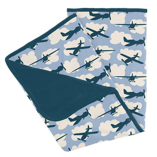 Baby Boys Print Stroller Blanket - Pond Airplanes Swaddling & Receiving Blankets