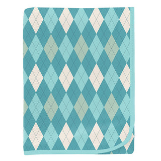 Baby Boys Print Bamboo Swaddling Blanket - Glacier Argyle Swaddling Blankets