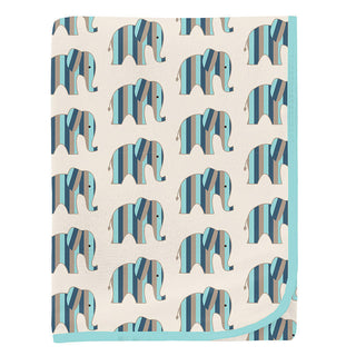 Baby Boys Print Swaddling Blanket - Natural Elephant Stripe Swaddling Blankets