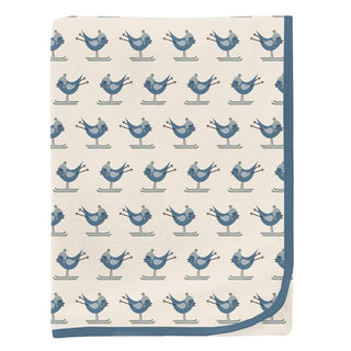 Baby Boys Print Bamboo Swaddling Blanket - Natural Ski Birds Swaddling Blankets