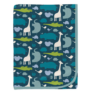 Baby Boys Print Bamboo Swaddling Blanket - Peacock Multi-Animal Swaddling Blankets