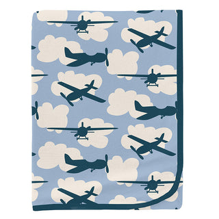 Baby Boys Print Bamboo Swaddling Blanket - Pond Airplanes Swaddling Blankets