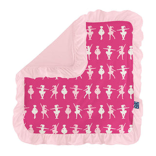 Baby Girls Print Bamboo Ruffle Lovey Blanket - Calypso Ballerina Swaddling & Receiving Blankets