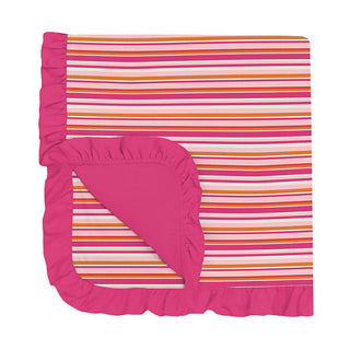 Baby Girls Print Bamboo Ruffle Stroller Blanket - Anniversary Sunset Stripe Swaddling & Receiving Blankets