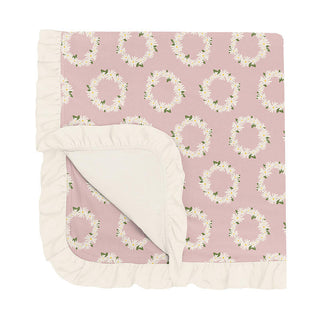 Baby Girls Print Bamboo Ruffle Stroller Blanket - Baby Rose Daisy Crowns Swaddling & Receiving Blankets