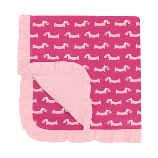 Baby Girls Print Ruffle Stroller Blanket - Calypso Pretzel Pup Swaddling & Receiving Blankets