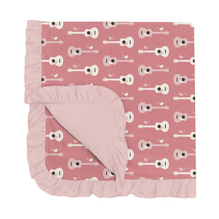 Baby Girls Print Ruffle Stroller Blanket - Desert Rose Guitar Birds Swaddling & Receiving Blankets