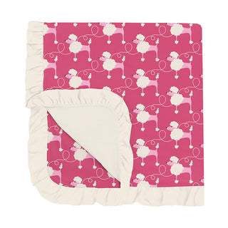 Baby Girls Print Ruffle Stroller Blanket - Flamingo Poodles Swaddling & Receiving Blankets