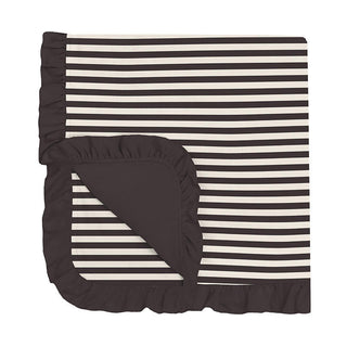 Baby Girls Print Bamboo Ruffle Stroller Blanket - Jailhouse Rock Stripe Swaddling & Receiving Blankets