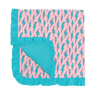 Baby Girls Print Bamboo Ruffle Stroller Blanket - Lotus Lightning Swaddling & Receiving Blankets