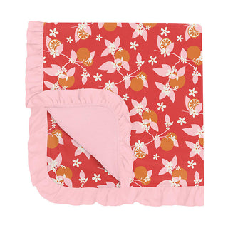 Baby Girls Print Ruffle Stroller Blanket - Poppy Orange Blossom Swaddling & Receiving Blankets