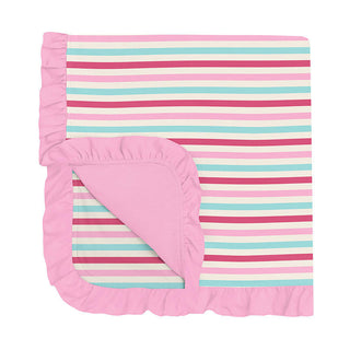 Baby Girls Print Ruffle Stroller Blanket - Sock Hop Stripe Swaddling & Receiving Blankets