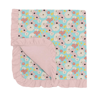 Baby Girls Print Ruffle Stroller Blanket - Summer Sky Flower Power Swaddling & Receiving Blankets