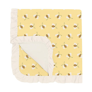 Baby Girls Print Ruffle Stroller Blanket - Wallaby Bees Swaddling & Receiving Blankets