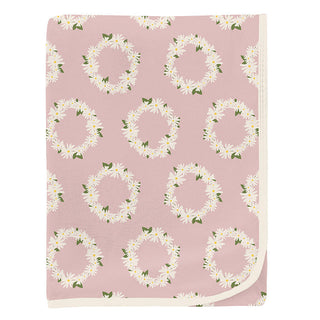 Baby Girls Print Bamboo Swaddling Blanket - Baby Rose Daisy Crowns Swaddling Blankets