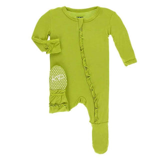 Girl's Solid Bamboo Classic Ruffle Footie with Zipper - Meadow Baby & Toddler Sleepwear