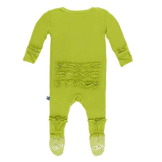 Girl's Solid Bamboo Classic Ruffle Footie with Zipper - Meadow Baby & Toddler Sleepwear