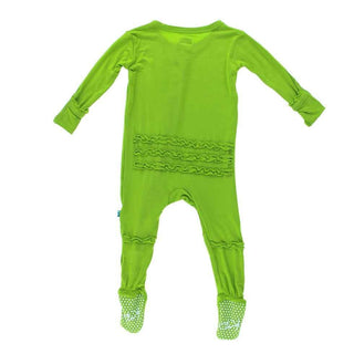 Girl's Solid Muffin Ruffle Footie with Snaps - Meadow Baby & Toddler Sleepwear