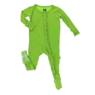 Girl's Solid Muffin Ruffle Footie with Snaps - Meadow Baby & Toddler Sleepwear