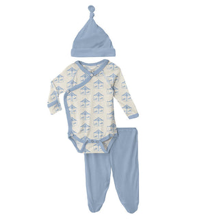 Boy's Bamboo Kimono Newborn Gift Set with Elephant Box - Natural Carousel Baby & Toddler Outfits