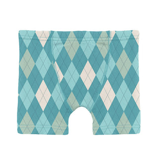 Boy's Print Bamboo Boxer Brief - Glacier Argyle Toddler Underwear