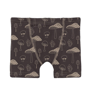 Boy's Print Bamboo Boxer Brief - Midnight Mushrooms Toddler Underwear