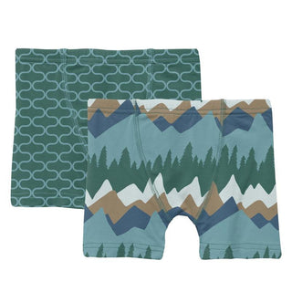 Boy's Print Boxer Briefs Set - Ivy Lattice & Glacier Mountains Toddler Underwear