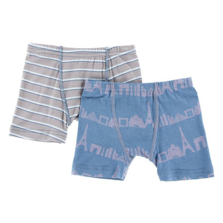 Boy's Print Bamboo Boxer Briefs (Set of 2) - Boy Parisian Stripe & Parisian Skyline Toddler Underwear