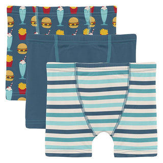 Boy's Print Boxer Briefs (Set of 3) - Deep Sea Cheeseburger, Cruisin' Stripe & Deep Sea Toddler Underwear