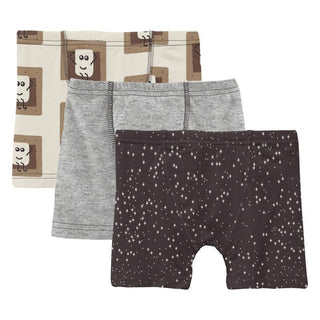 Boy's Print Boxer Briefs (Set of 3) - Natural S'mores, Heather Mist & Midnight Constellations Toddler Underwear