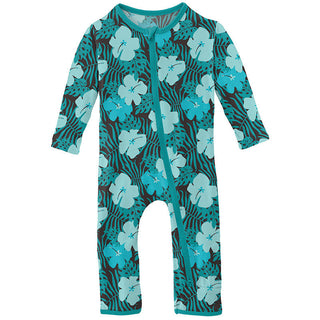 Boy's Print Bamboo Coverall with 2-Way Zipper - Midnight Hawaiian Baby & Toddler Sleepwear