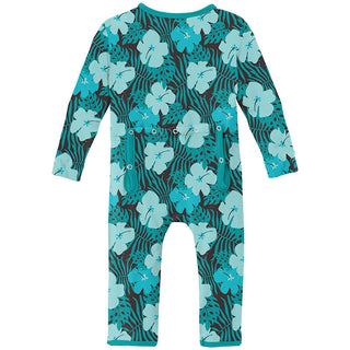 Boy's Print Bamboo Coverall with 2-Way Zipper - Midnight Hawaiian Baby & Toddler Sleepwear