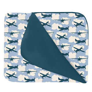 Boy's Print Bamboo Fluffle Toddler Blanket - Pond Airplanes Swaddling & Receiving Blankets