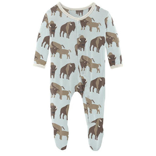 Boy's Print Footie with Snaps - Fresh Air Bison Baby & Toddler Sleepwear