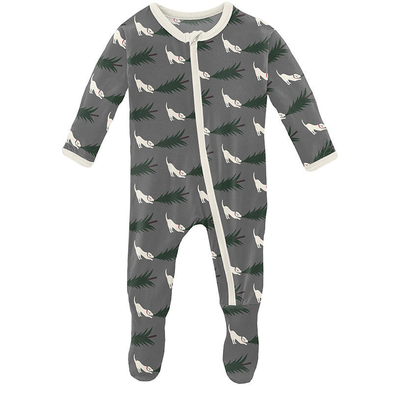 Kickee Pants Boy's Bamboo Footie with 2-Way Zipper - Pewter – Baby Riddle