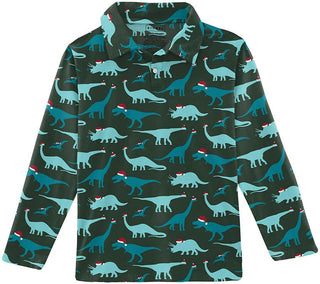 Boy's Print Long Sleeve Polo Shirt - Santa Dinos Baby & Toddler Tops