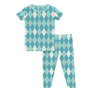 Boy's Print Bamboo Short Sleeve Pajama Set - Glacier Argyle Baby & Toddler Sleepwear