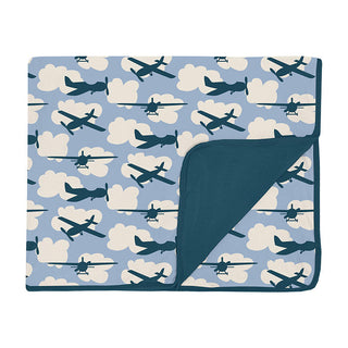 Boy's Print Bamboo Toddler Blanket - Pond Airplanes Swaddling & Receiving Blankets