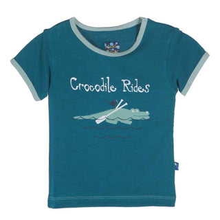 Boys Short Sleeve Piece Print Tee, Crocodile Rides Baby & Toddler Tops