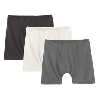 Boy's Solid Boxer Briefs (Set of 3) - Midnight, Natural & Pewter Toddler Underwear