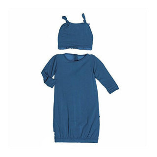 Boy's Solid Bamboo Layette Gown & Double Knot Hat Set - Twilight Baby & Toddler Sleepwear