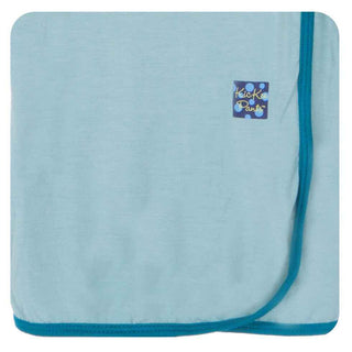 Boys Swaddling Blanket, Jade w/ Oasis Contrast Trim, Jade Swaddling Blankets