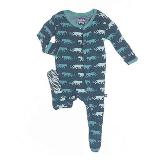 Footie - Peacock Saber Tooth Cat Baby & Toddler Sleepwear