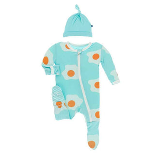 Footie with Zipper and Knot Hat Gift Set - Iceberg Eggs Baby & Toddler Sleepwear