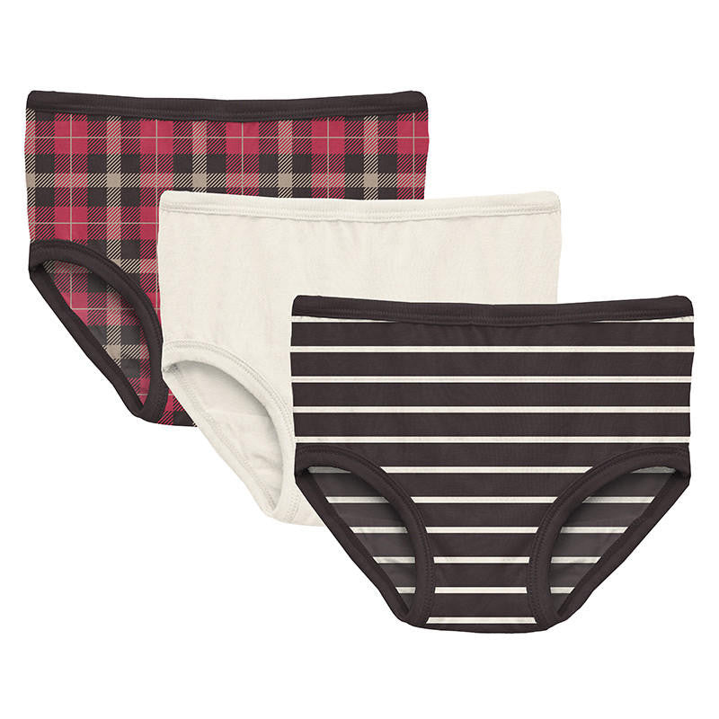 Kickee Pants Bamboo Girl Underwear Set - Plaid, Natural & Stripe – Baby  Riddle