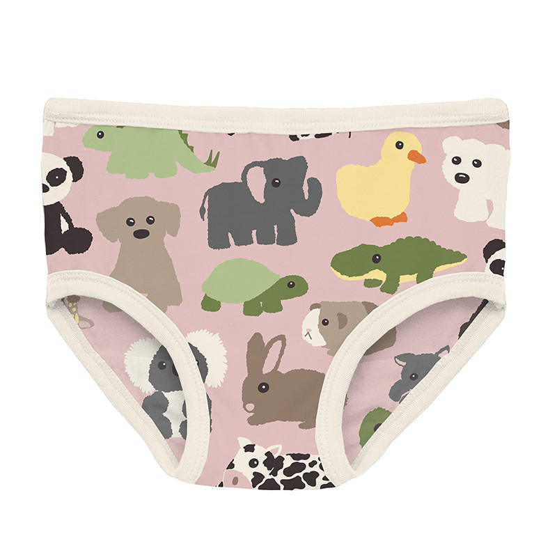 Girl's Print Bamboo Underwear (Set of 3) - Cherry Pie Furry Friends, Baby  Rose & Pewter Sparkle