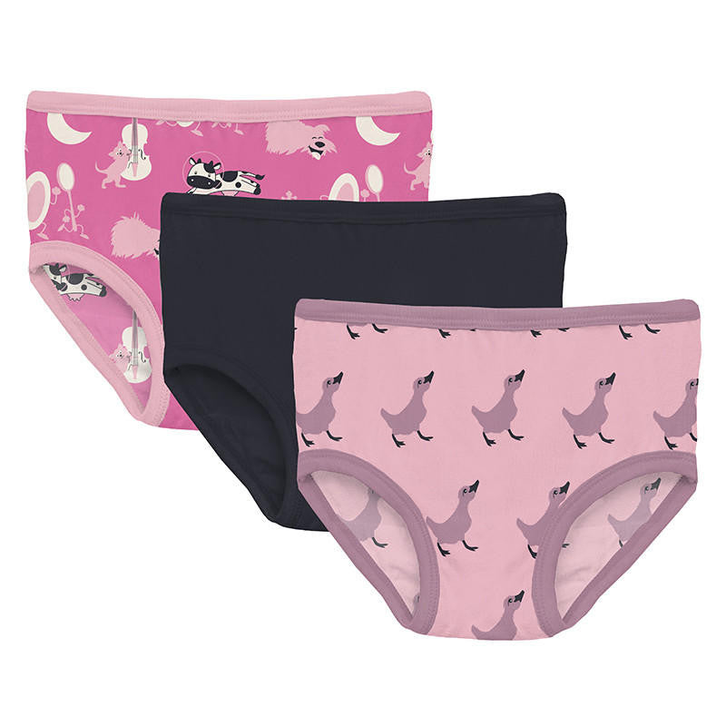 Kickee Pants Print Girl's Underwear Set of 3 in Lotus, Sprinkles & Rainbow  Hearts